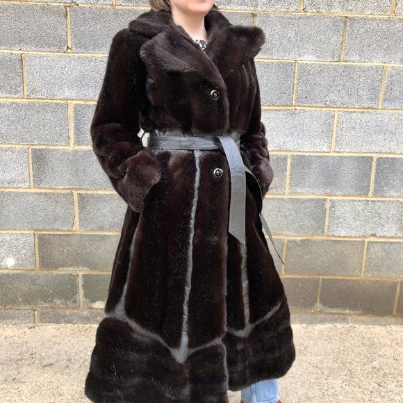 Stunning 1970s Vitnage Faux Fur Princess Trench Coat - Size‎ Women's Small (S) - Picture 1 of 10